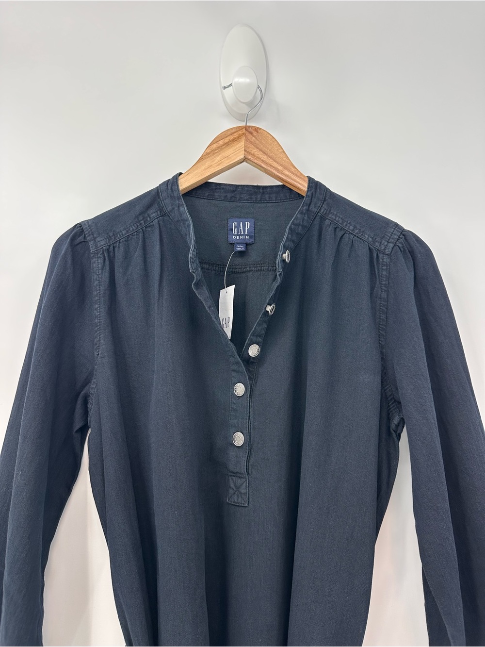 GAP DENIM Darkest Midnight Denim Belted Shirtdress Size PL - Picture 6 of 10